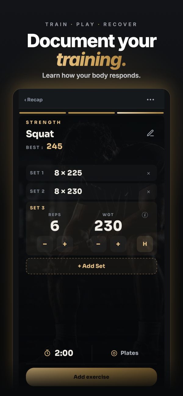 Logging a squat set by set